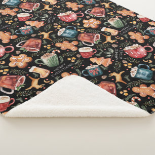 Couverture Sherpa Chaud cacao pain d'épices Cookies Noël rustique