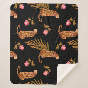Couverture Sherpa Cheetahs romantiques : aquarelle motif sans coutur