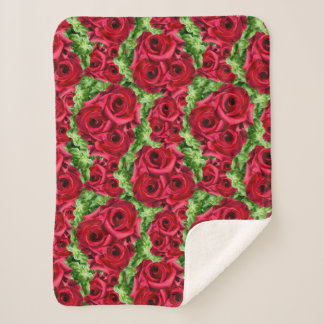 Couverture Sherpa Chemin Rouge Roses Fleur Garland