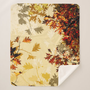Couverture Sherpa Chêne de automne Feuilles orange rouge jaune Sherp