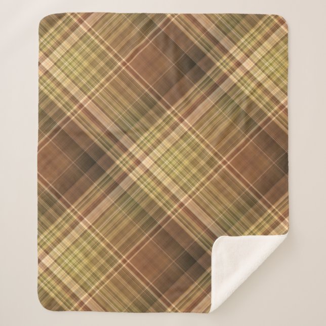 Couverture Sherpa Chêne rustique Brown et plat d'olive (Devant)