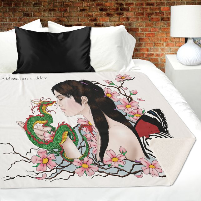 Couverture Sherpa Cherry Blossoms Fairy Dragon Amitié (Créateur téléchargé)