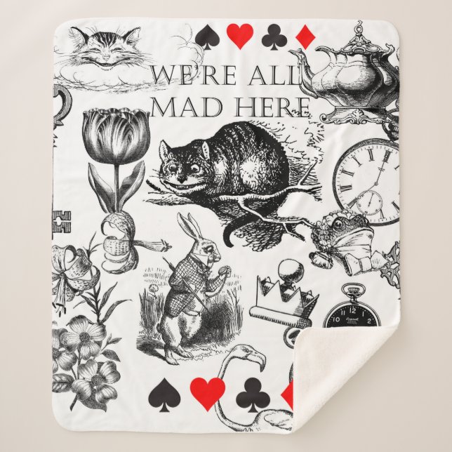 Couverture Sherpa Cheshire Chat classique alice au merveilleux fou (Devant)