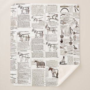 Couverture Sherpa Cheval Antique Publicité Journal Art