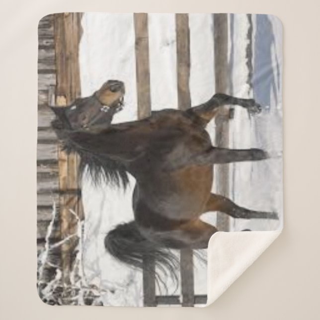 Couverture Sherpa Cheval d'hiver (Devant)
