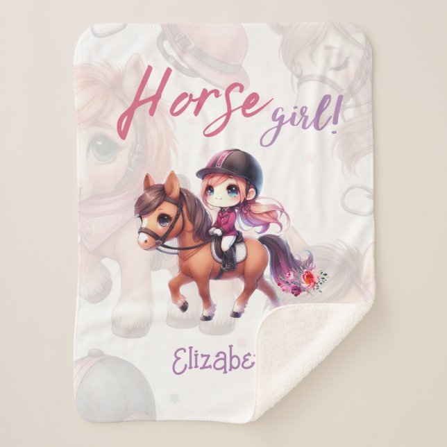 Couverture Sherpa Cheval Girl Dressage Personnalisé (Devant)