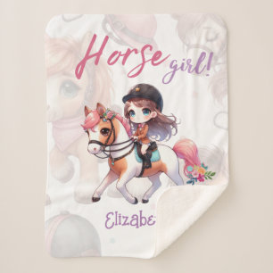 Couverture Sherpa Cheval Girl Dressage Personnalisé