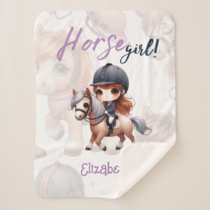 Couverture Sherpa Cheval Girl Dressage Personnalisé