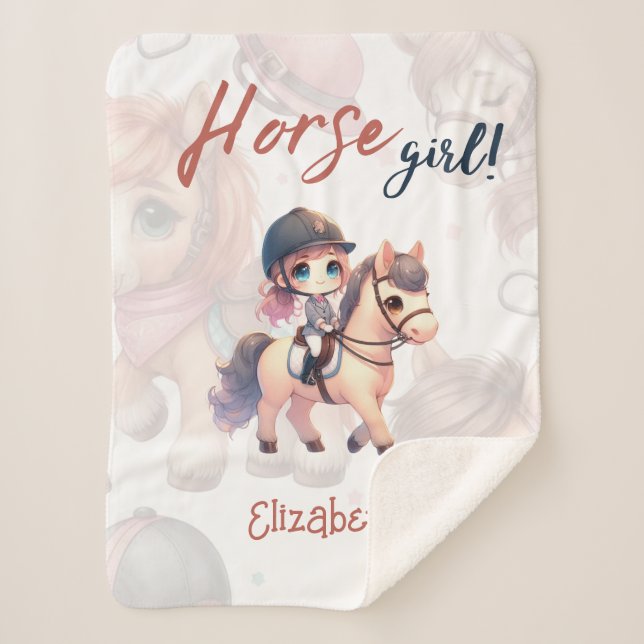 Couverture Sherpa Cheval Girl Dressage Personnalisé (Devant)