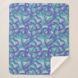 Couverture Sherpa Chevauchement Coeurs Abstrait Dans Motif Aqua Viol