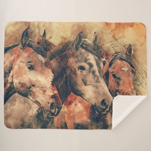 Couverture Sherpa Chevaux (Devant (Horizontal))
