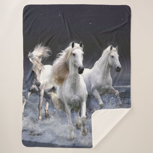 Couverture Sherpa Chevaux à lancer l'oreiller (Devant)