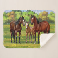 Chevaux Du Quartier De La Baie Brown Dans Les Pâtu
