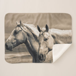 Couverture Sherpa Chevaux Quarter Horses dans la Prairie Canadienne