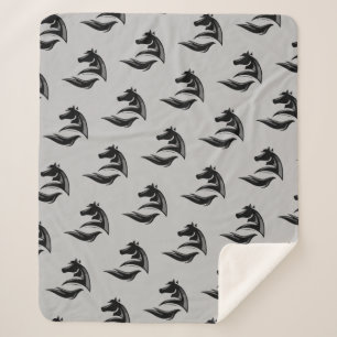 Couverture Sherpa Chevaux Silhouette Logo Chevaux Art graphique