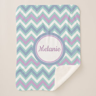 Couverture Sherpa Chevron coloré monogramme
