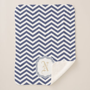 Couverture Sherpa Chevron Monogramme de la marine nautique