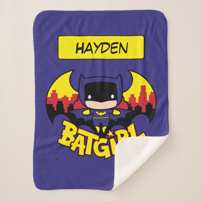 Couverture Sherpa Chibi Batgirl avec Gotham Skyline & Logo (Devant)