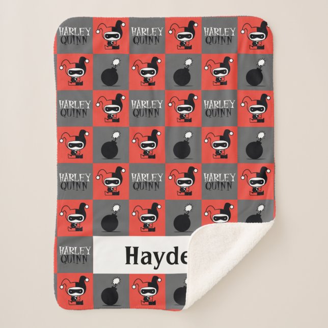 Couverture Sherpa Chibi Harley Quinn Checker Motif (Devant)