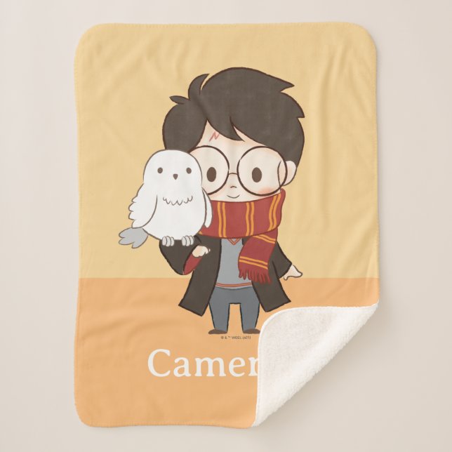 Couverture Sherpa Chibi HARRY POTTER™ & Hedwig (Devant)
