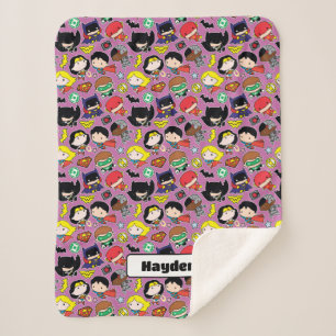 Couverture Sherpa Chibi Justice League Pattern on Purple