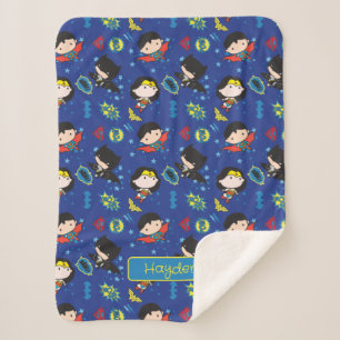 Couverture Sherpa Chibi Wonder Woman, Superman et Batman Motif