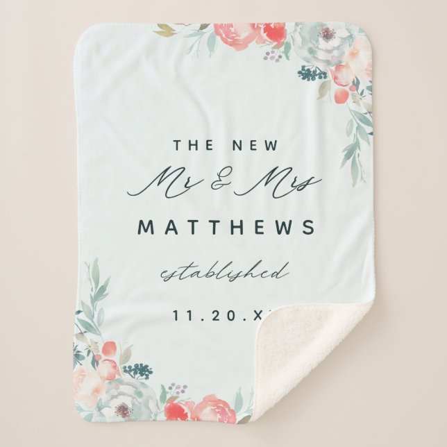 Couverture Sherpa Chic French Garden Floral Peony New Mr. & Mme (Devant)