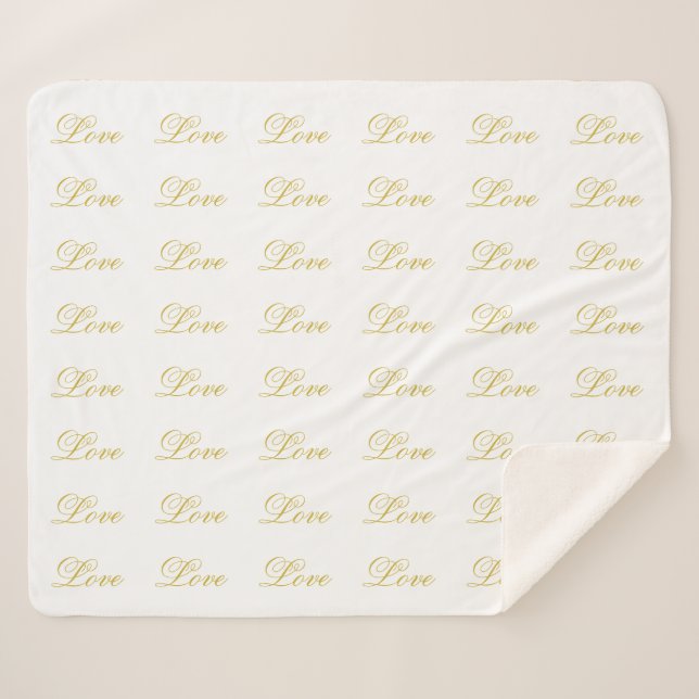 Couverture Sherpa Chic Gold Script White Love Mariage Calligraphie (Devant (Horizontal))