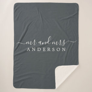 Couverture Sherpa Chic Newlysée M. Mme Black White Monogramme