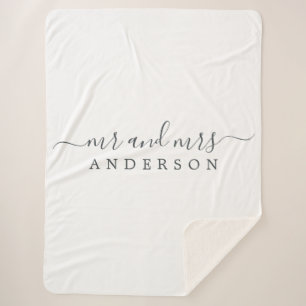 Couverture Sherpa Chic Newlysée M. Mme Black White Monogramme
