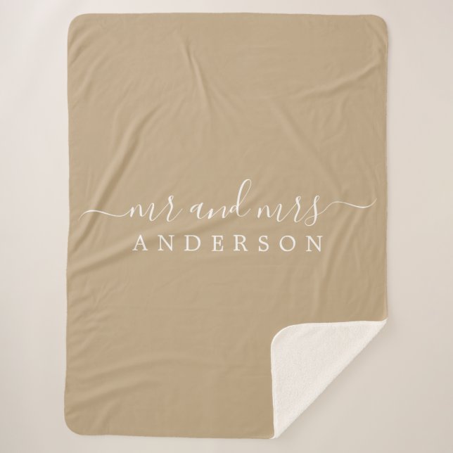 Couverture Sherpa Chic Newlysée M. Mme Camel Monogram (Devant)