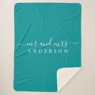 Couverture Sherpa Chic Newlysée M. Mme Green Monogram