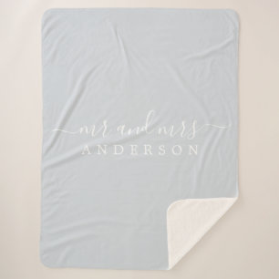 Couverture Sherpa Chic Newlysée M. Mme Ice Blue Monogram