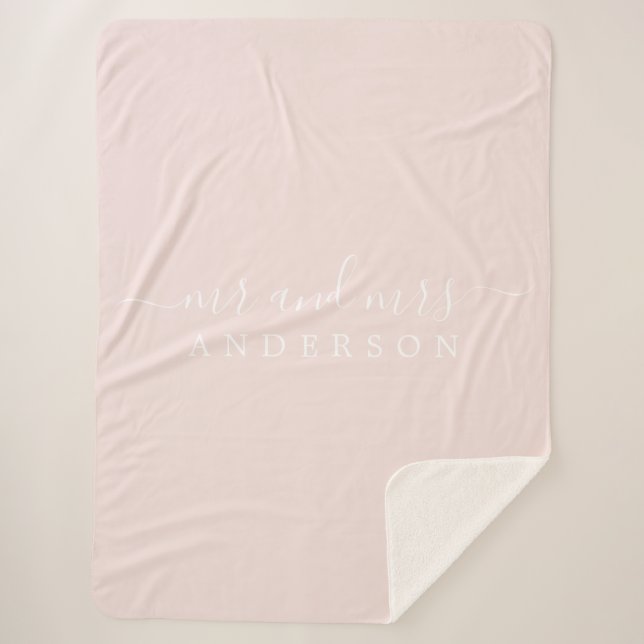 Couverture Sherpa Chic Newlysée M. Mme Pastel Pink Monogram (Devant)