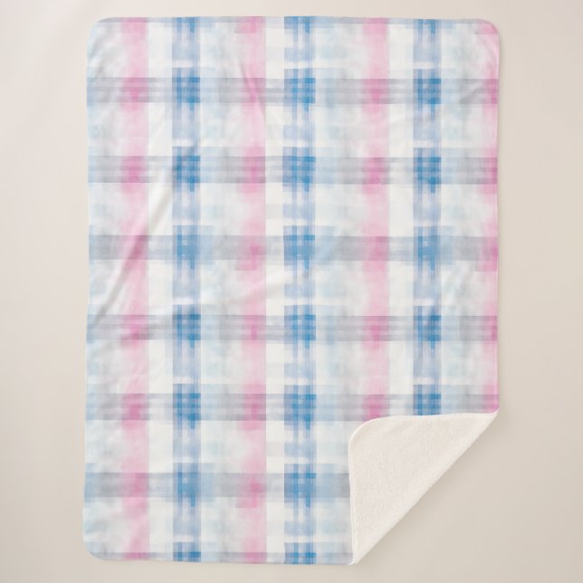 Couverture Sherpa Chic Pink Blue Stripes (Devant)