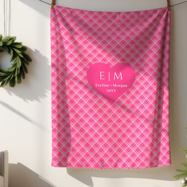 Couverture Sherpa Chic Pink Red Hearts Personalized Valentine Gift (Chic Pink Red Hearts Personalized Valentine Gift Sherpa Blanket)