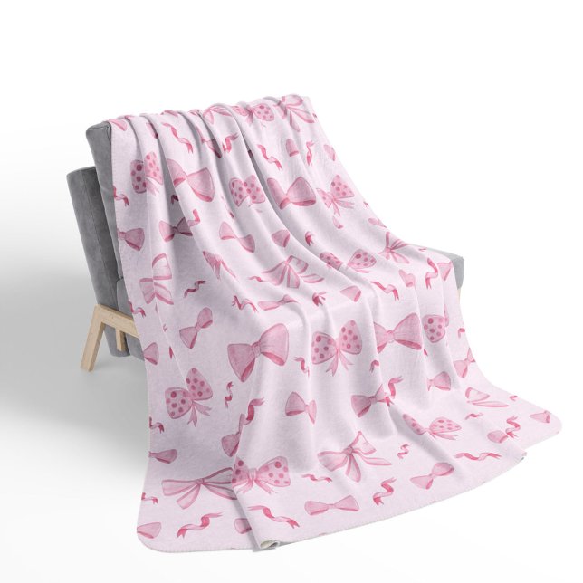 Couverture Sherpa Chic rose élégant Coquette Bow Répéter Motif (Créateur téléchargé)