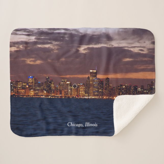 Couverture sherpa Chicago Skyline (Devant (Horizontal))