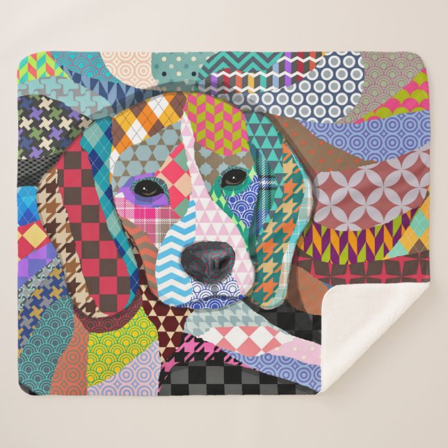 Couverture Sherpa Chien Beagle multicolore 161 (Devant (Horizontal))