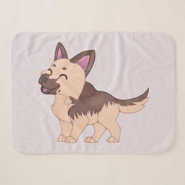 Couverture Sherpa Chien berger allemand de Kawaii (Devant (Horizontal))