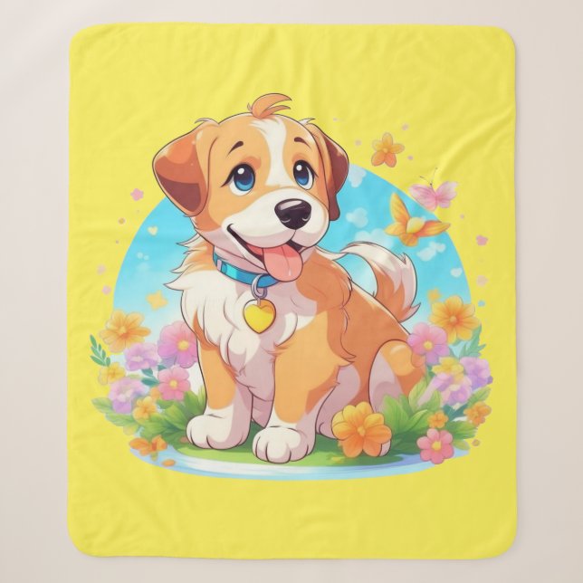 Couverture Sherpa Chien chiot mignon (Devant)