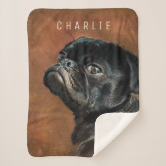 Couverture Sherpa Chien de Carlin noir