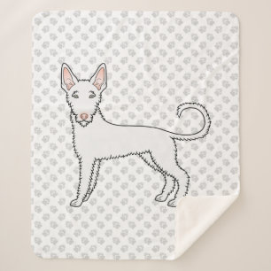 Couverture Sherpa Chien de chasse ibicenco à poil dur blanc dessin a