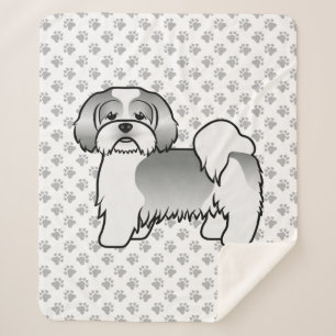 Couverture Sherpa Chien de dessin animé mignon Lhasa Apso argent et 