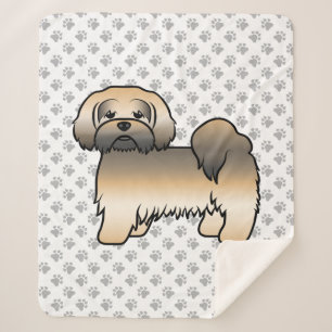 Couverture Sherpa Chien de dessin animé mignon Lhasa Apso Sable Doré