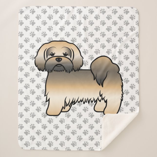 Couverture Sherpa Chien de dessin animé mignon Lhasa Apso Sable Doré (Devant)