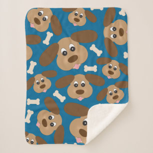 Couverture Sherpa Chien de sourire mignon avec de grandes oreilles