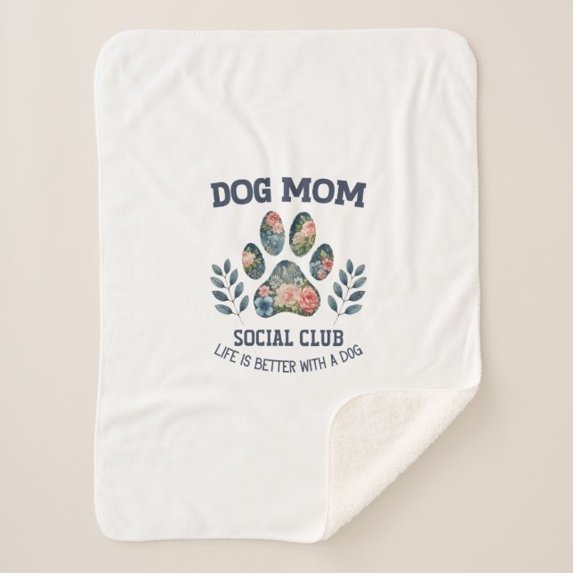 Couverture Sherpa Chien Maman Paw Floral (Devant)