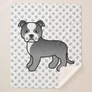 Couverture Sherpa Chien Staffordshire Bull Terrier bleu et blanc