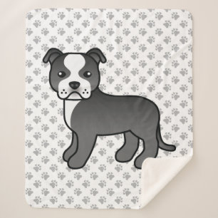 Couverture Sherpa Chien Staffordshire Bull Terrier noir et blanc